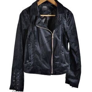 Ashley By 26 International Women's Black Velvet Moto Jacket